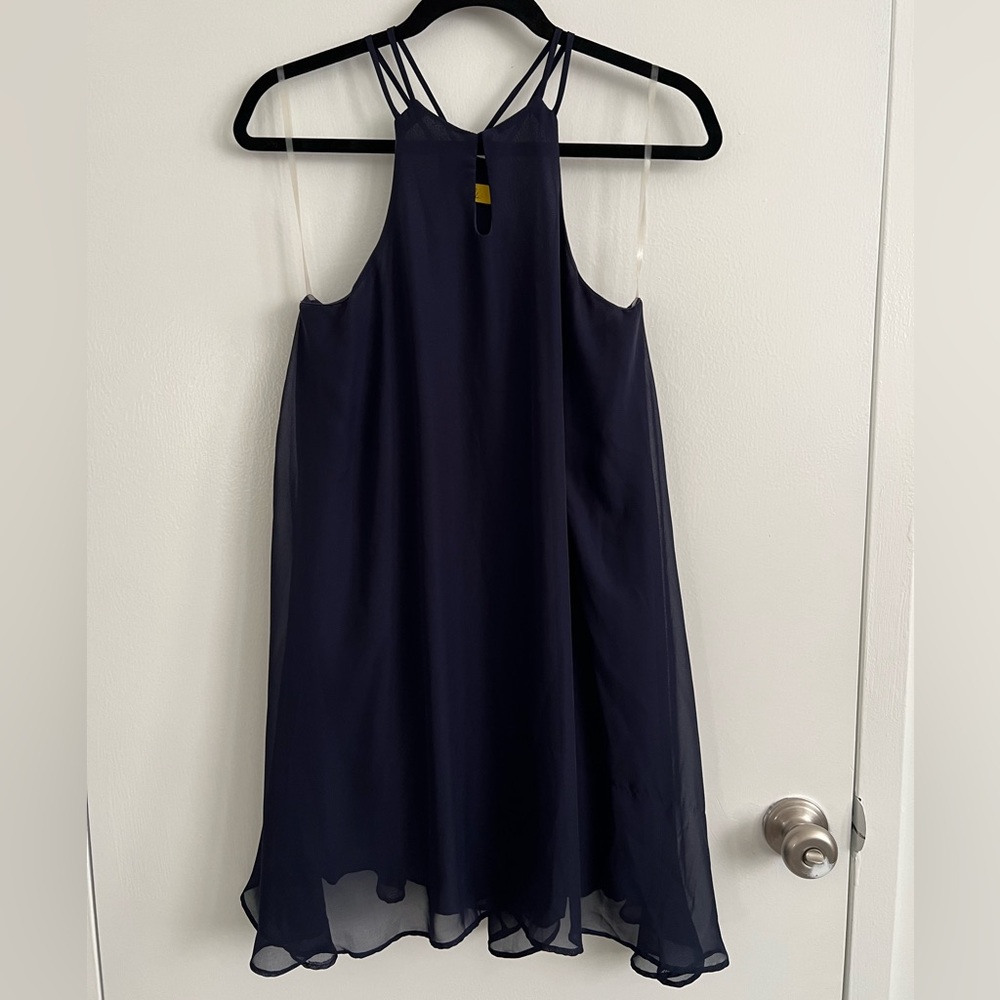 Navy high neck Swing Dress